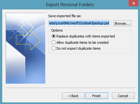 Export Personal Folders